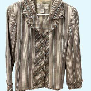 Doncaster Vintage Jacket Size 6 Striped Excellent Condition 100% Silk.